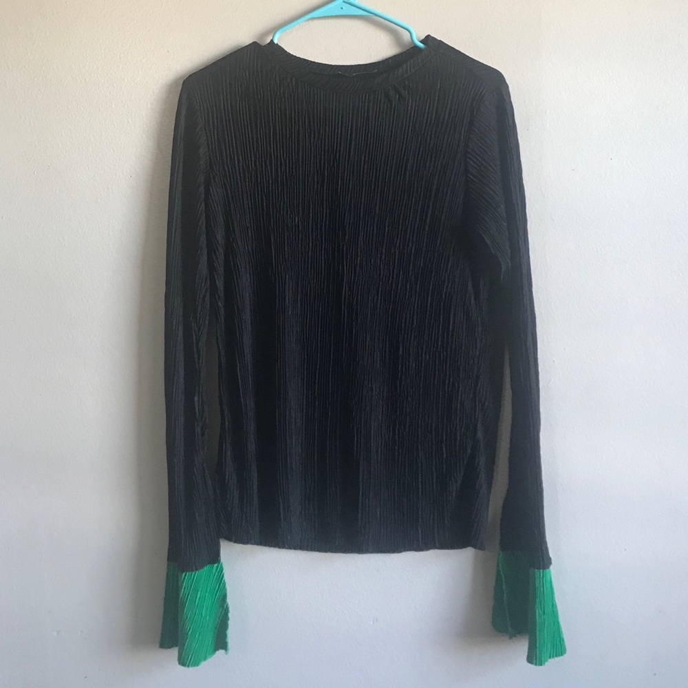 Black trumpet sleeve blouse